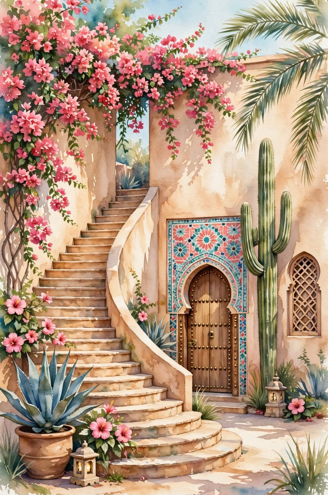 Bougainvillea Staircase diamond painting kit design