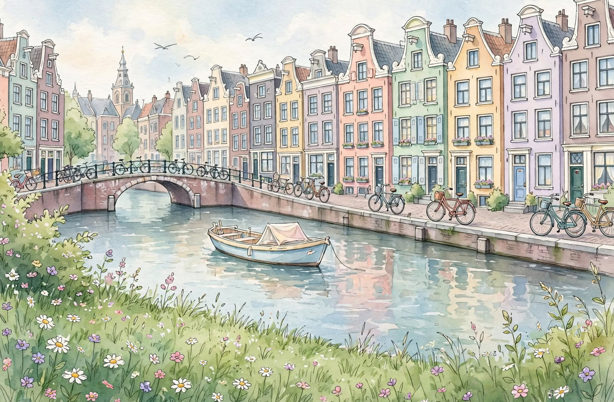 Amsterdam Canals, an original painting by Christina Back