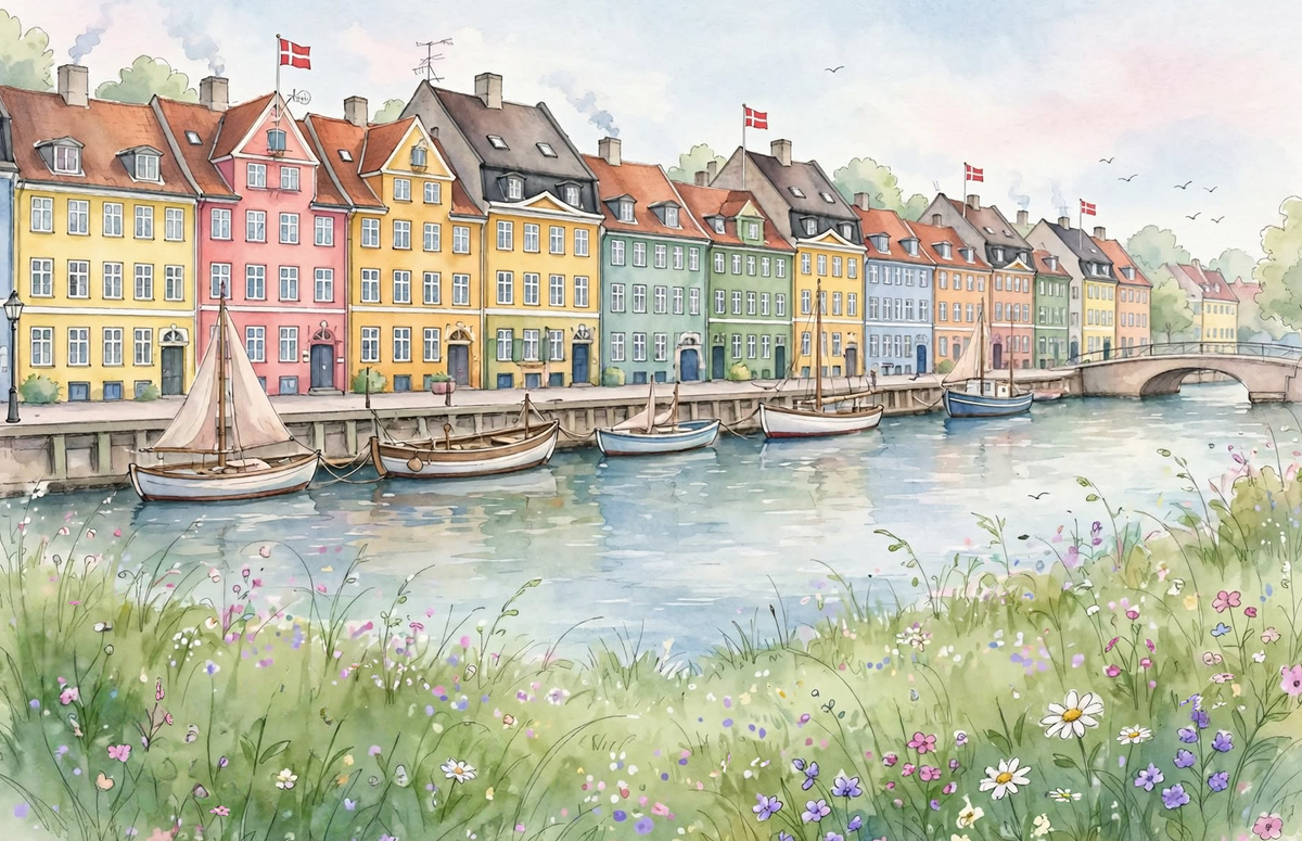Nyhavn Harbour, an original painting by Christina Back