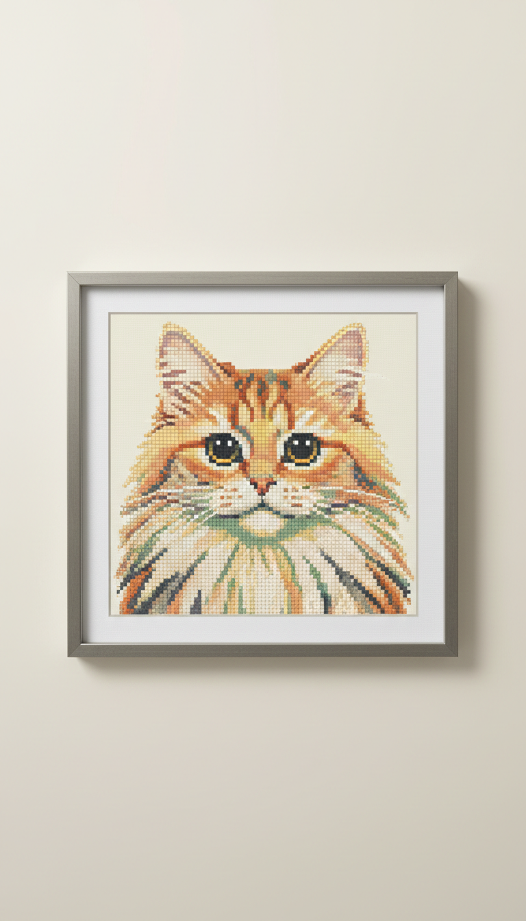 Framed Cat Diamond Art Portrait