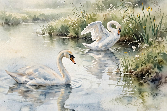 Swans in Love, an original painting by Christina Back