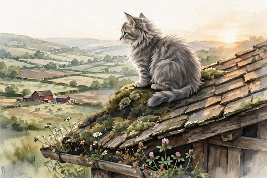 Kitten on the Rooftop, an original painting by Christina Back