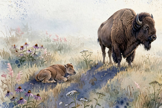 Bison at Sunrise, an original painting by Christina Back