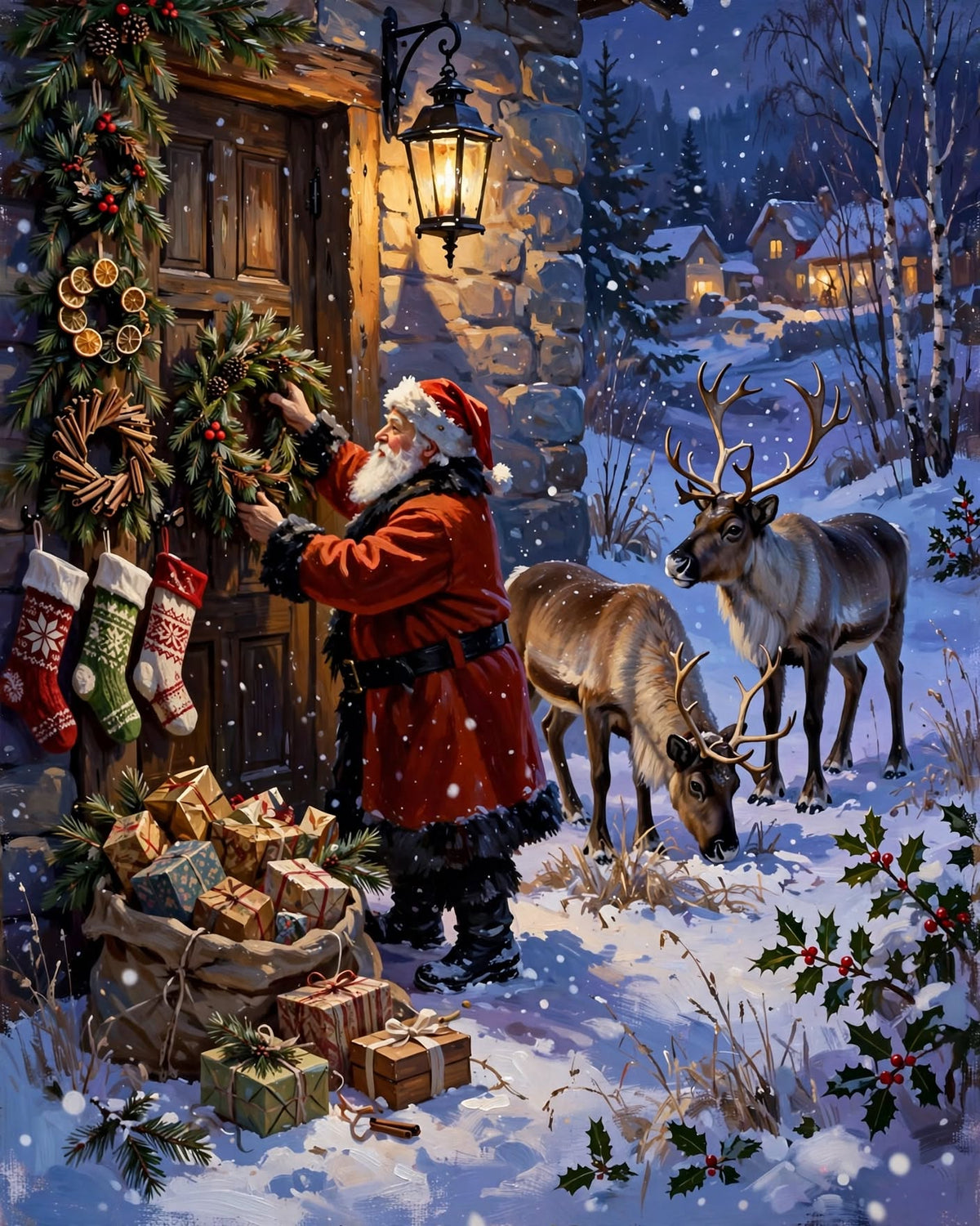 The Christmas Wreath, an original painting by Christina Back
