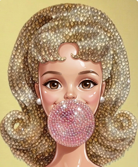 Glitter Me Up art print — glamorous doll-inspired portrait