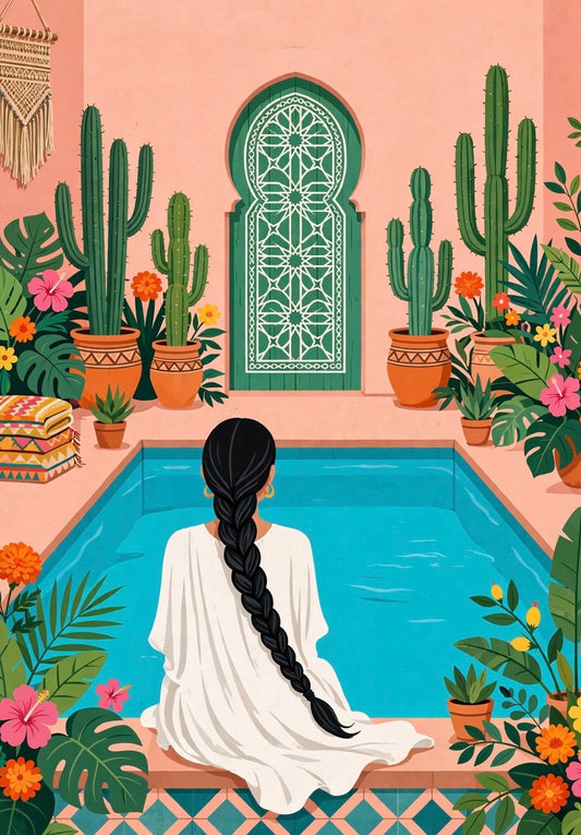 Poolside Retreat diamond painting kit design