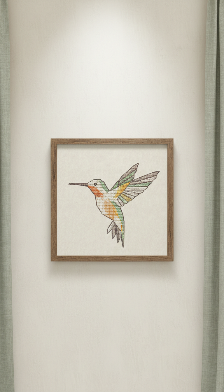 Custom Bird Diamond Art In Wooden Frame
