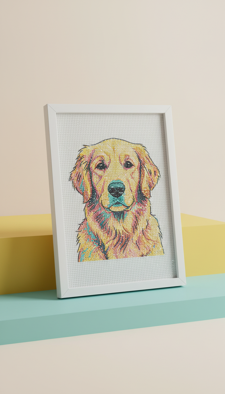Framed Finished Diamond Pet Portrait
